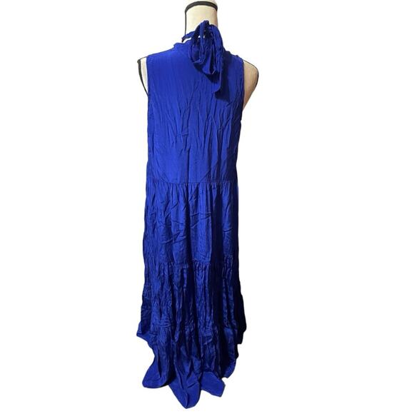 Shahida Parides Blue Sleeveless Silk Maxi Dress Size Small - Picture 3 of 6
